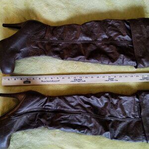 Brown Thigh High Boots. 4.5 inch heel. Size 10.